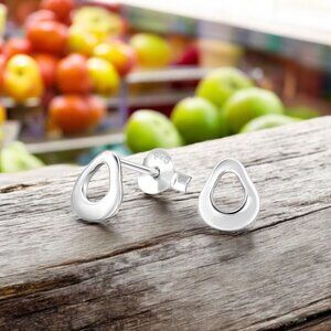 925 Sterling Silver Open Teardrop Stud Earrings Small Gift Modern